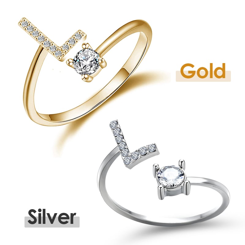 Jewelance™ InitialRing 1+1 GRATIS: Mode Dainty Zirkon Sten Initial Ring