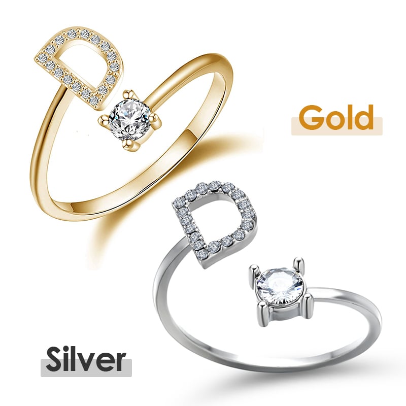 Jewelance™ InitialRing 1+1 GRATIS: Mode Dainty Zirkon Sten Initial Ring