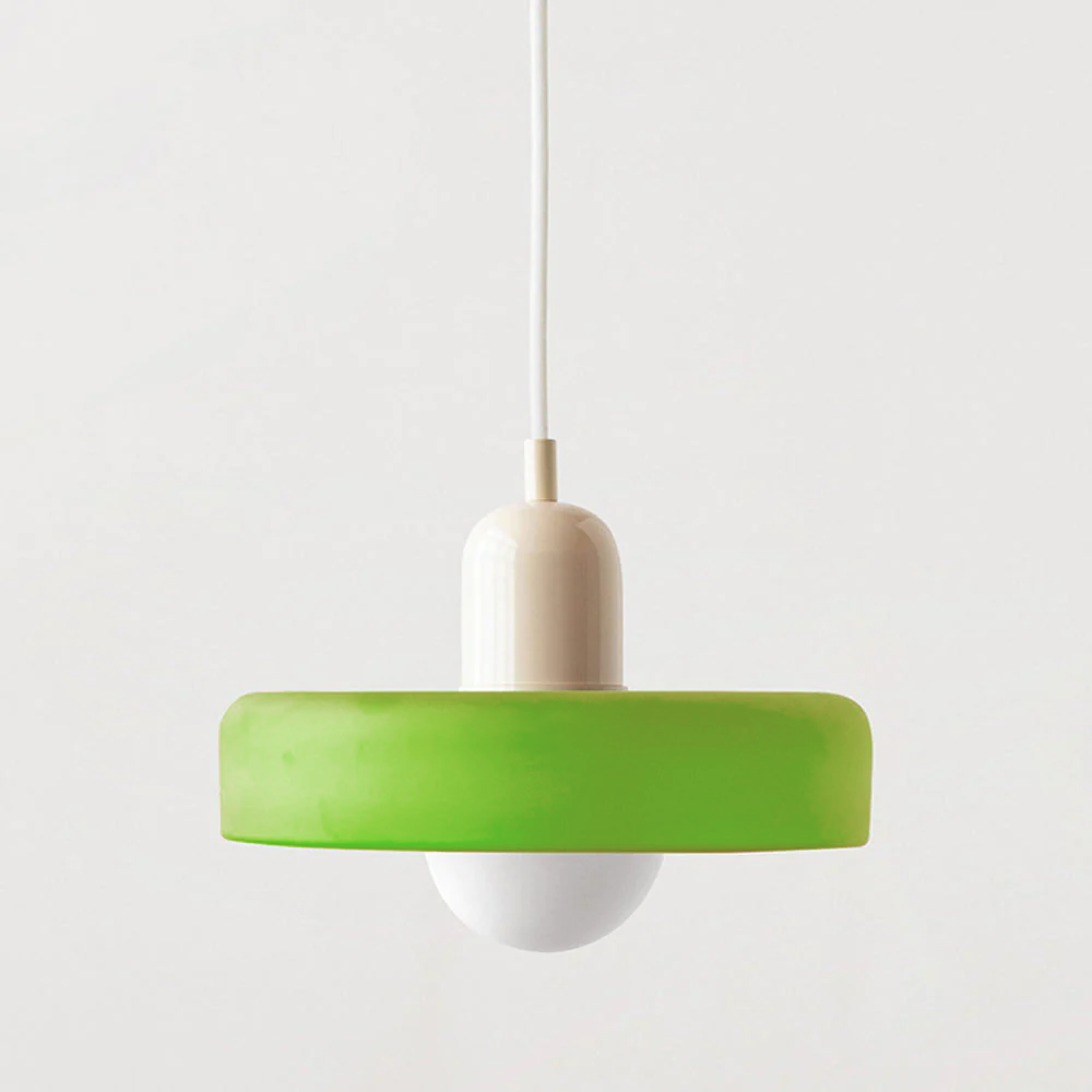 Bauhaus-pendel i farvet glas – design