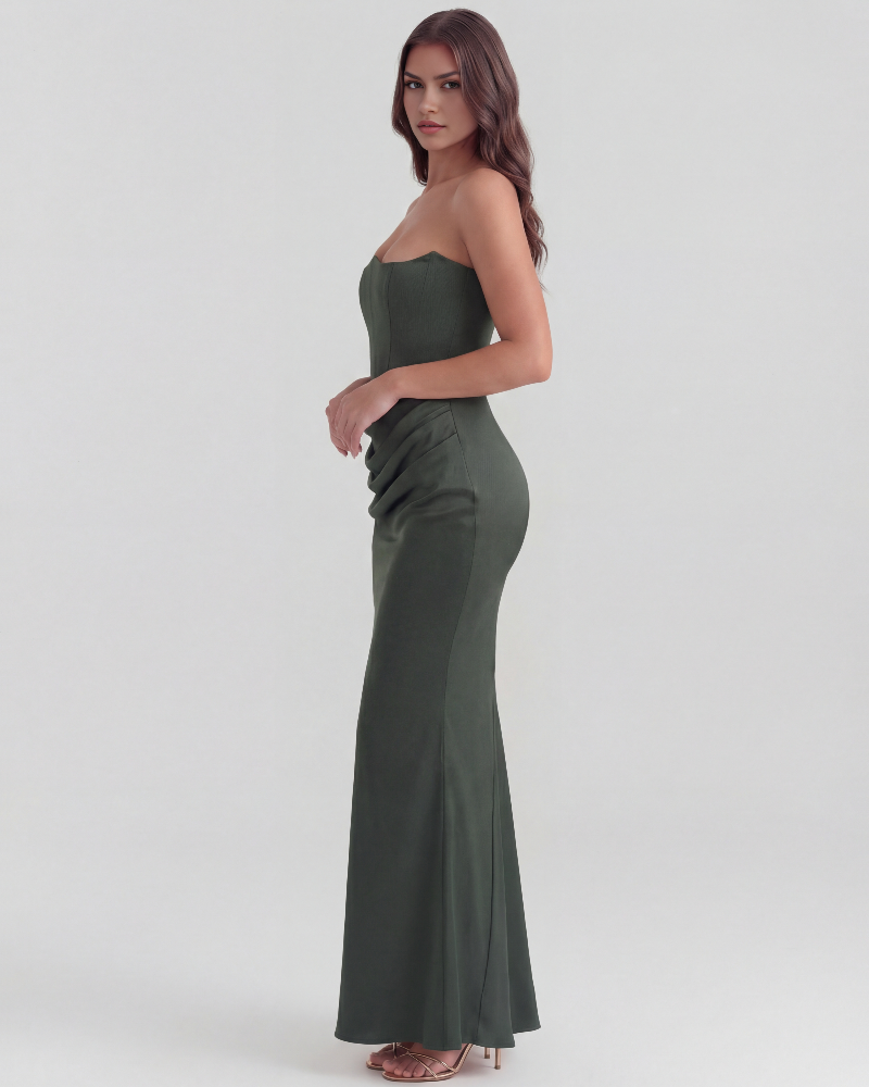 Icone™ VelvetDress: Strapless Maxi Elegant Bodycon Style Velvet Kjole