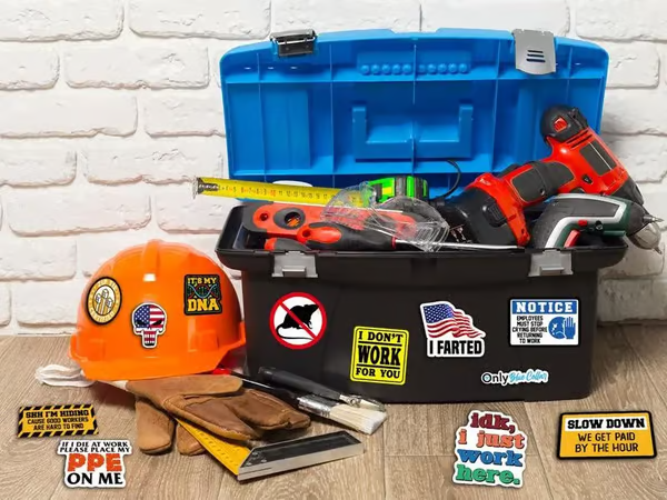 FunnyStickers: Sjov Blå Krave Vandtæt Klistermærker Pakke