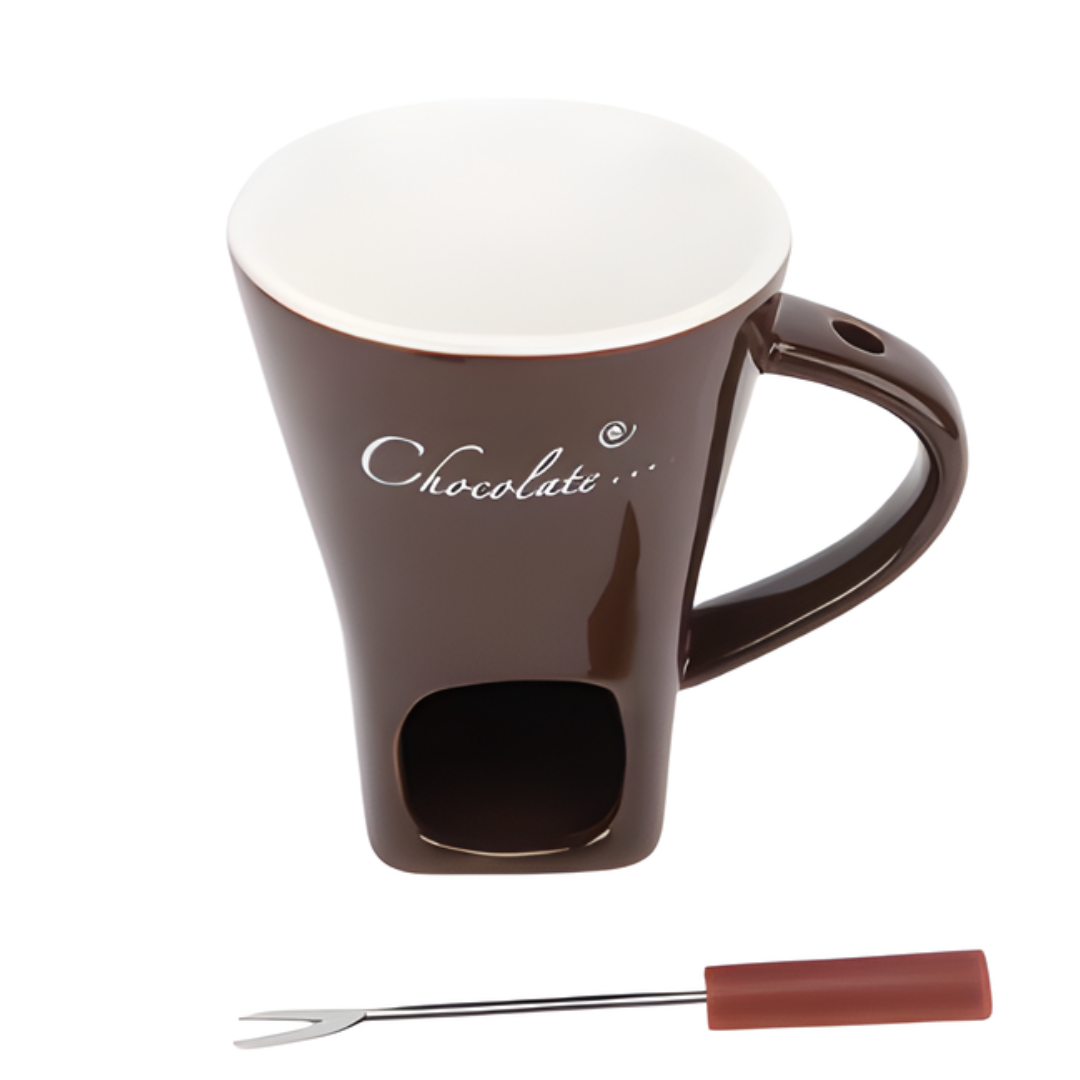 Globetrek° FondueMug – Keramik Elegant Chokolade Fondue Krus Med Omrører
