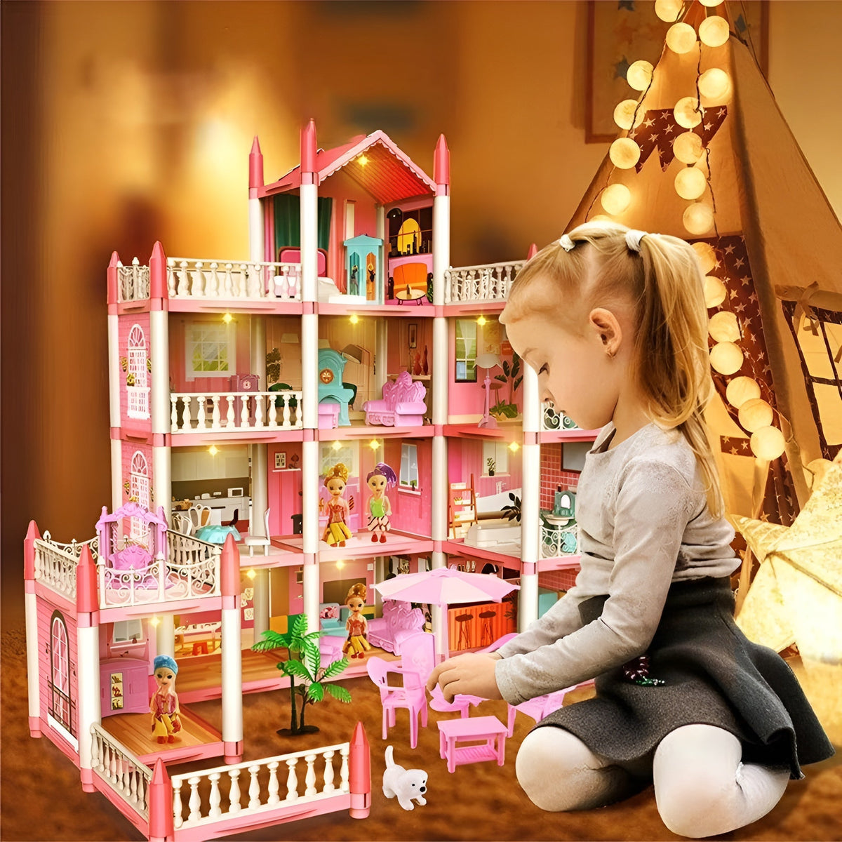 Kletshuts™ MiniMansion: Prinsesse Drømme Slot DIY Dukkehus Mini Palæ Legesæt