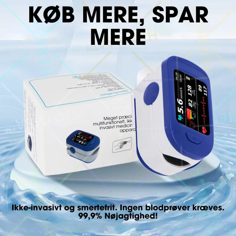 Målesæt med fingerpulsoximeter og DS-6 blodsukkermåler