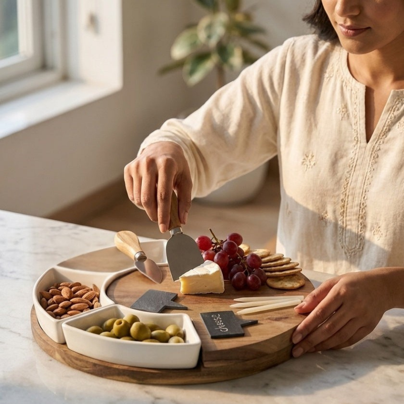 Globetrek° SnackPlatter - Elegant Rundt Komplet Snack Serveringsfad Sæt