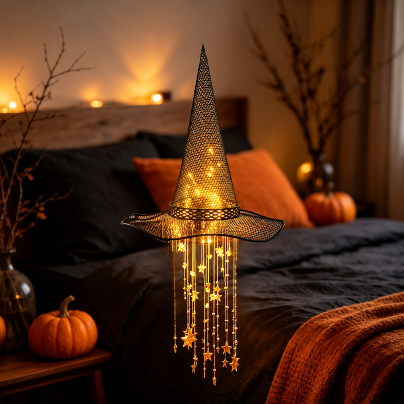 Ledsen™ FestiveHat - Halloween Og Juletroldhat Festlig Dekoration Med Hængende Lys
