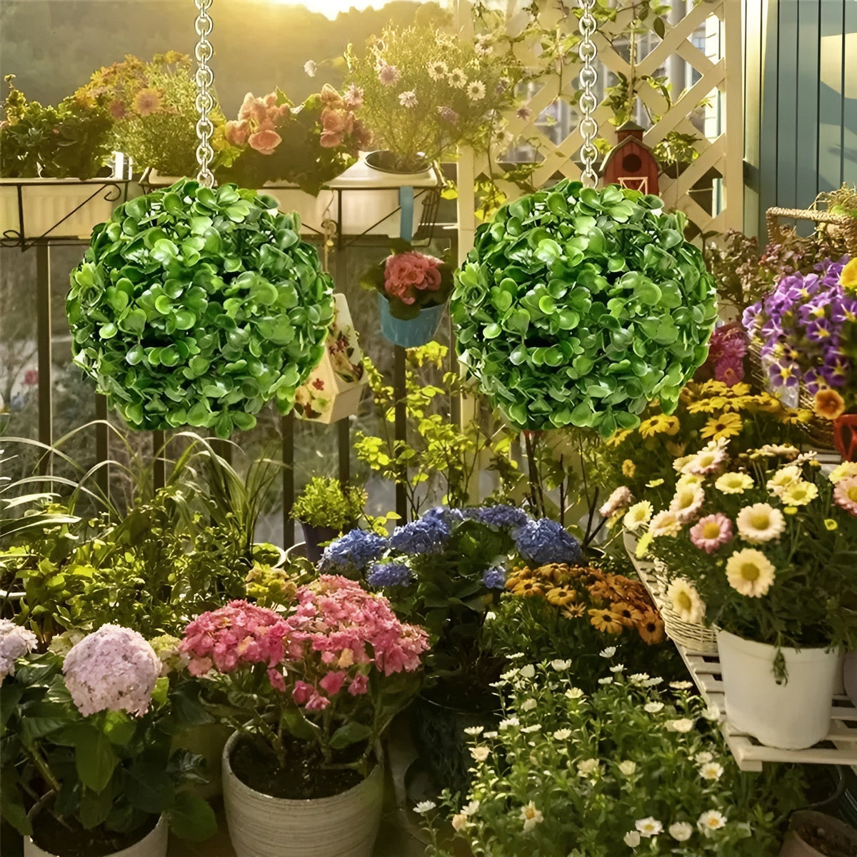 BallPlant 1+1 GRATIS: Kunstig Formklippet Vedligeholdelsesfri Bold Plante Have Dekoration