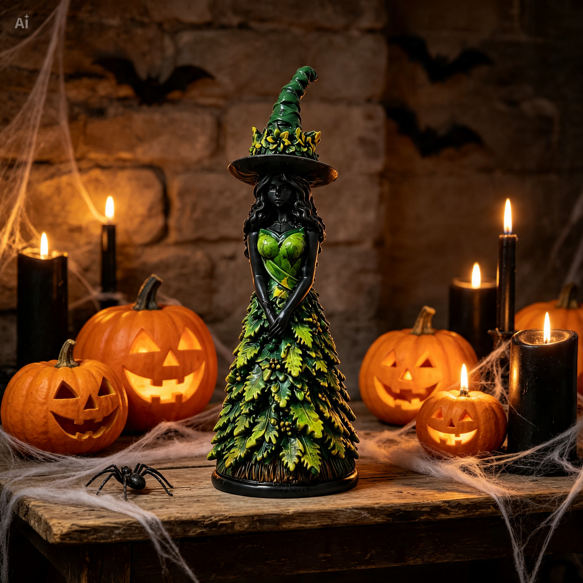 WitchFigurine - Fortryllende Gothisk Efterårs Heks Figurine