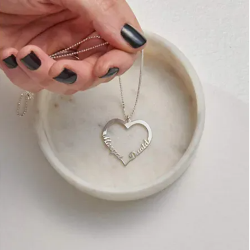 Jewelance™ CouplePendant: Tilpasset Navn Par Pendant Hjerte Halskæde