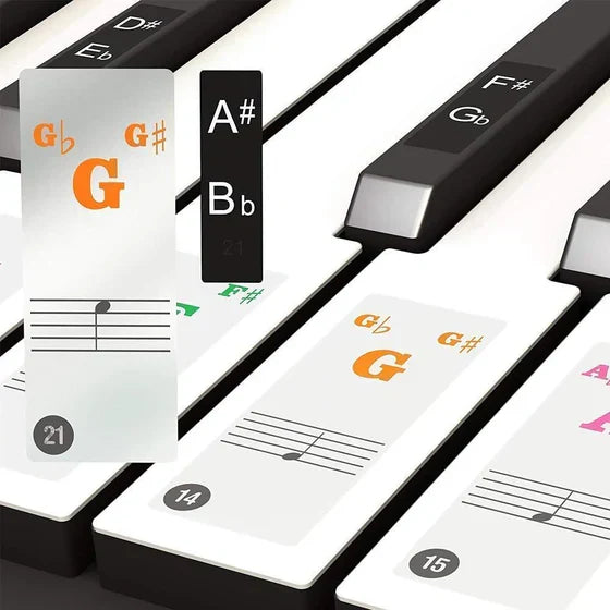 PianoStickers - Aftagelig Selvklæbende Klaver Nøgle Klistermærker