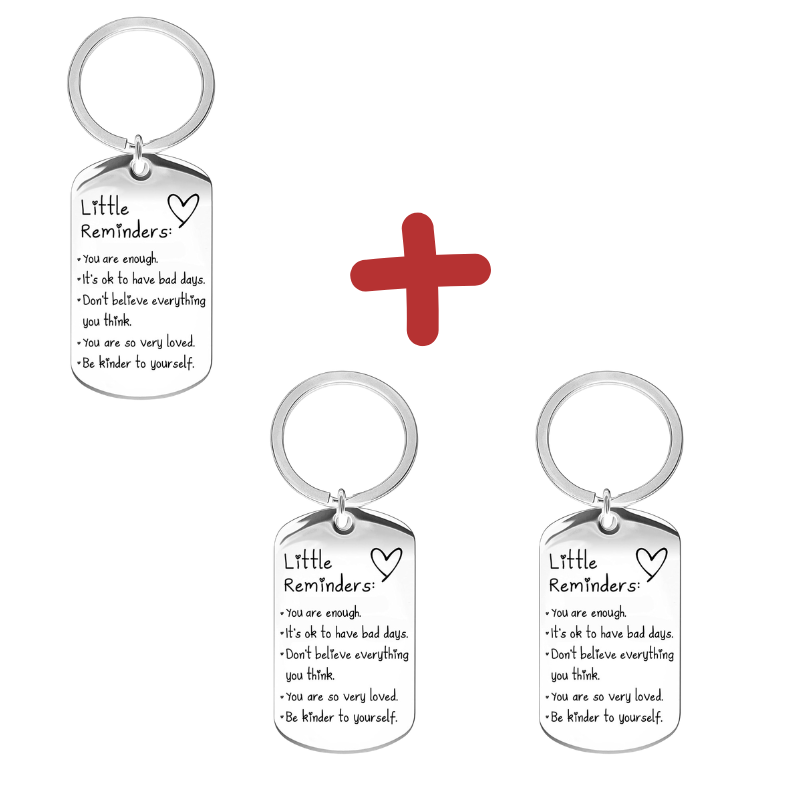 ReminderKeychain 1+2 GRATIS: Minimalistisk Graveret Inspirerende Reminder Nøglekæde