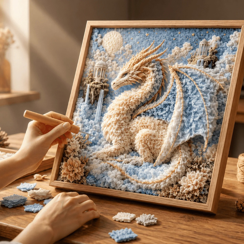 DragonArt: 3D Drage Håndværk Stof Poke Kunst Sæt