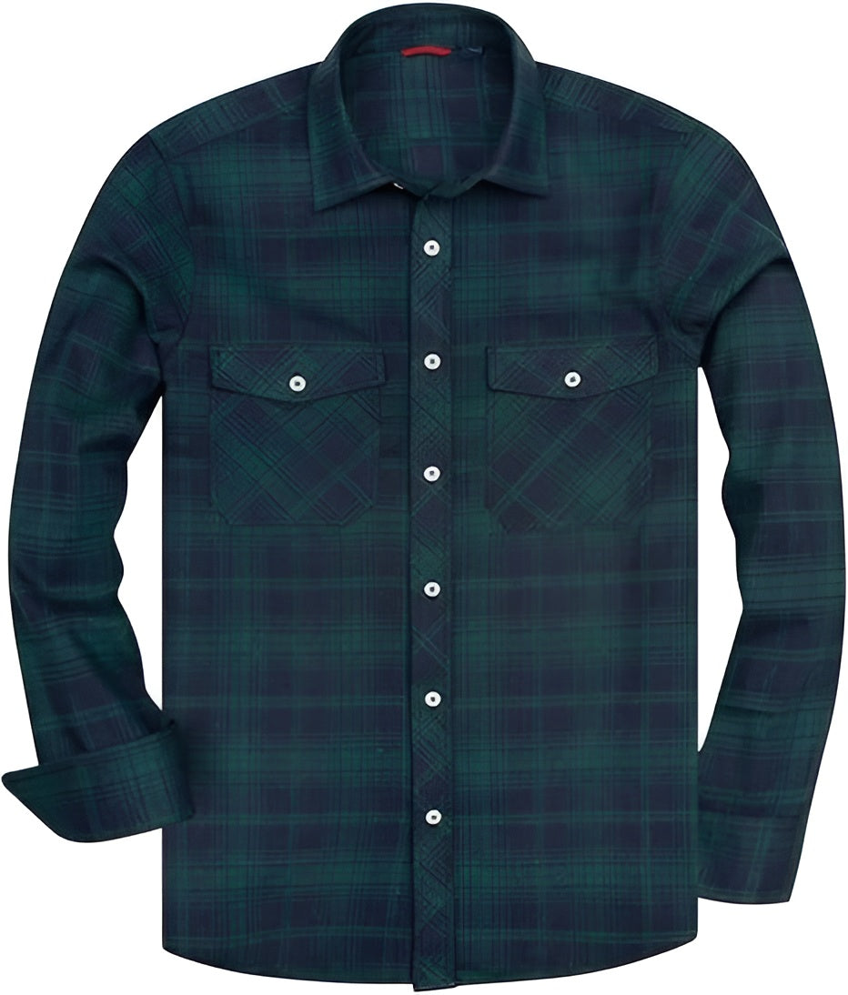 Icone™ CheckeredLongsleeves: Klassisk Afslappet Knap Ned Ternet Langærmet