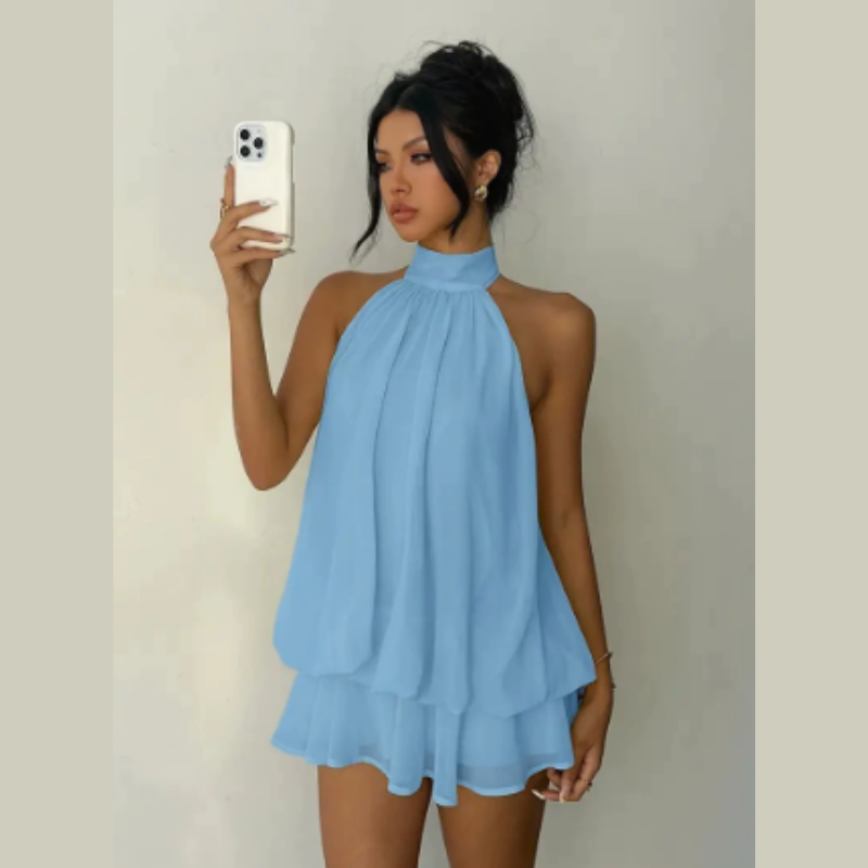 Icone™ GlamDress: Elegant Grime Hals I lag Design Mini Glam Kjole