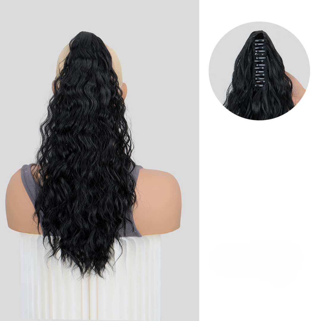 Rose® HairExtension: Klip-På Langt Krøllet Voluminøst Hår Forlængelse Hestehale