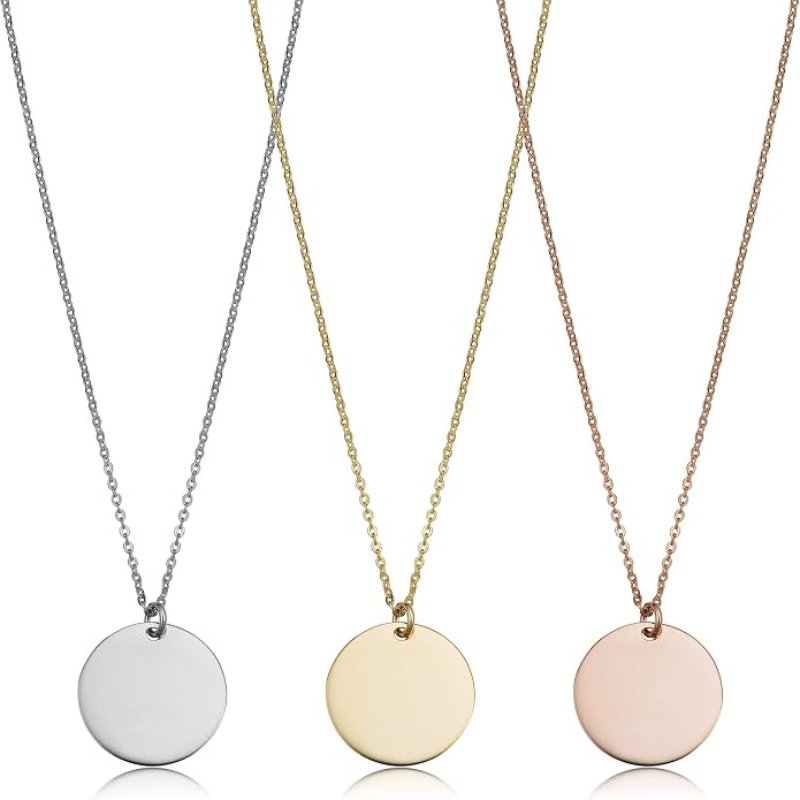 Jewelance™ DiscPendant - Minimalistisk Disc Vedhæng Indgraveret Navn Mode Halskæde