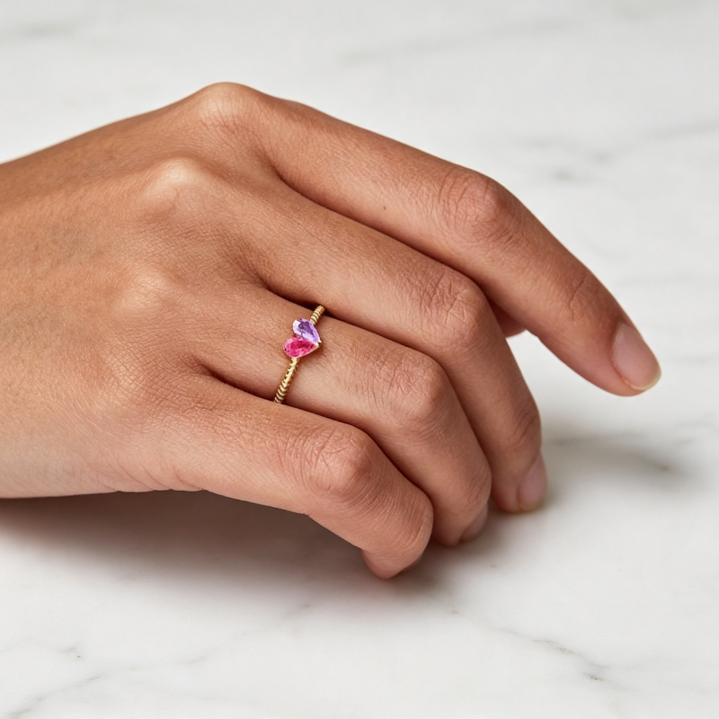 Jewelance™ HeartBirthstone - Tilpasset Mini Hjerte Fødselssten Justerbar Mode Ring