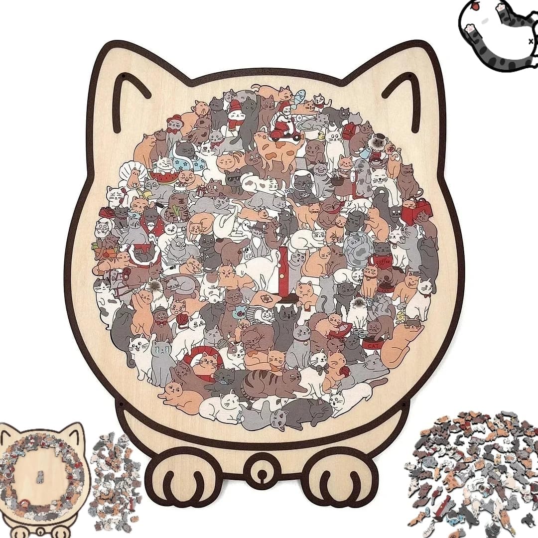 Kletshuts™CatPuzzle: Unik Kat Puslespil Farverig Træ Dyr Stiksav