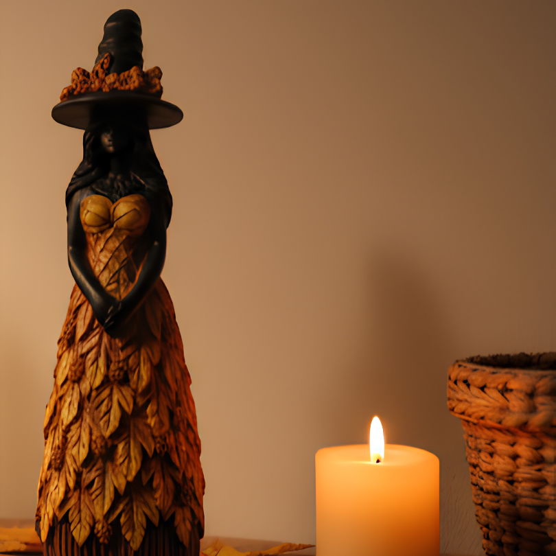 WitchFigurine - Fortryllende Gothisk Efterårs Heks Figurine