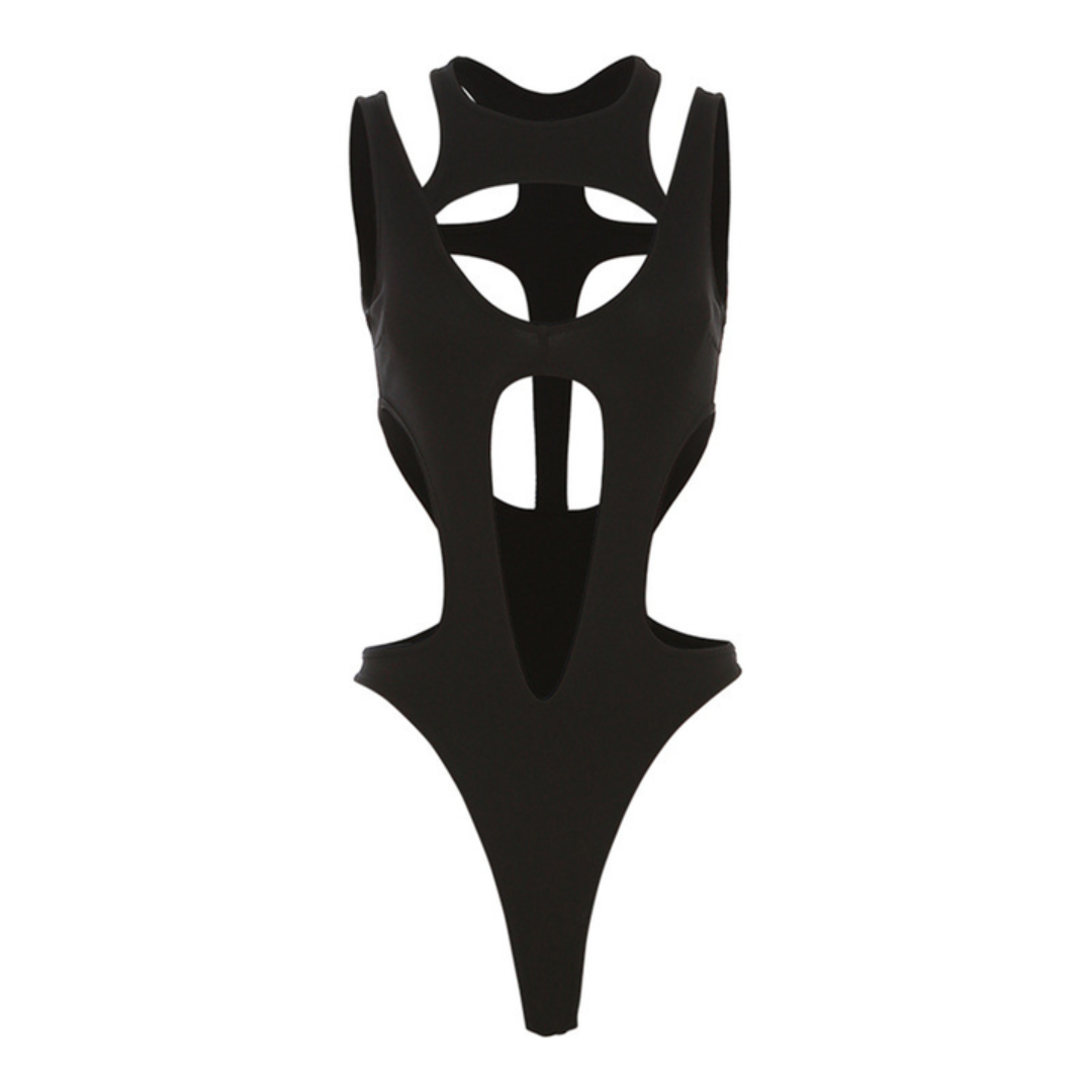 Icone™ MeshBodysuit: Kvinders Hul-Ud Langærmet Mesh Bodysuit