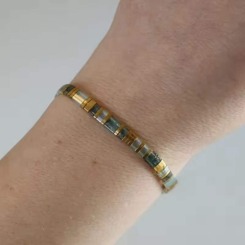 Jewelance™ TileBracelet 1+1 GRATIS: Statement Ocean Teal Morse Kode Flise Armbånd