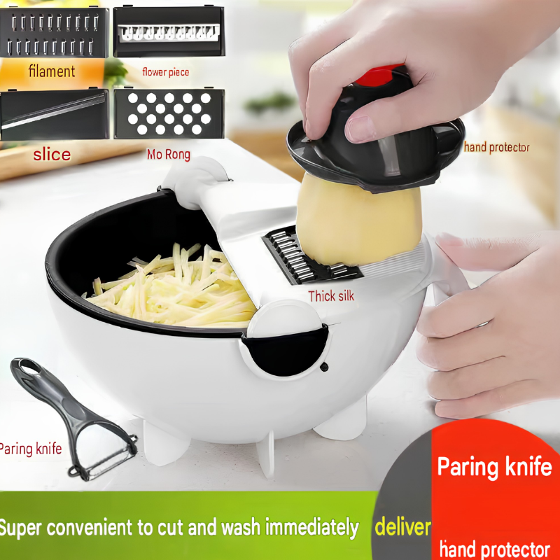 Globetrek° KitchenSlicer - Multifunktionel Køkken Skærer Med Kurv Dræner