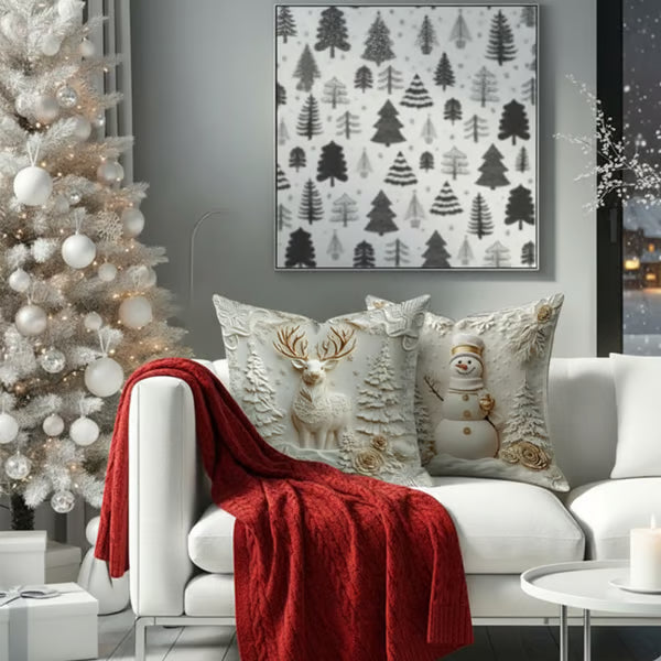 ChristmasCovers – Præmie Elegant Hvid Pude Jule Betræk