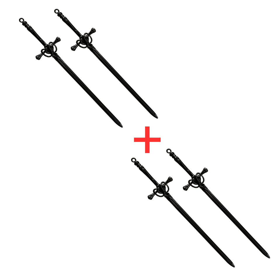 Rose® SwordHairpin 2+2 GRATIS: Gotisk Stil Sværd Hårknop Nål Tilbehør