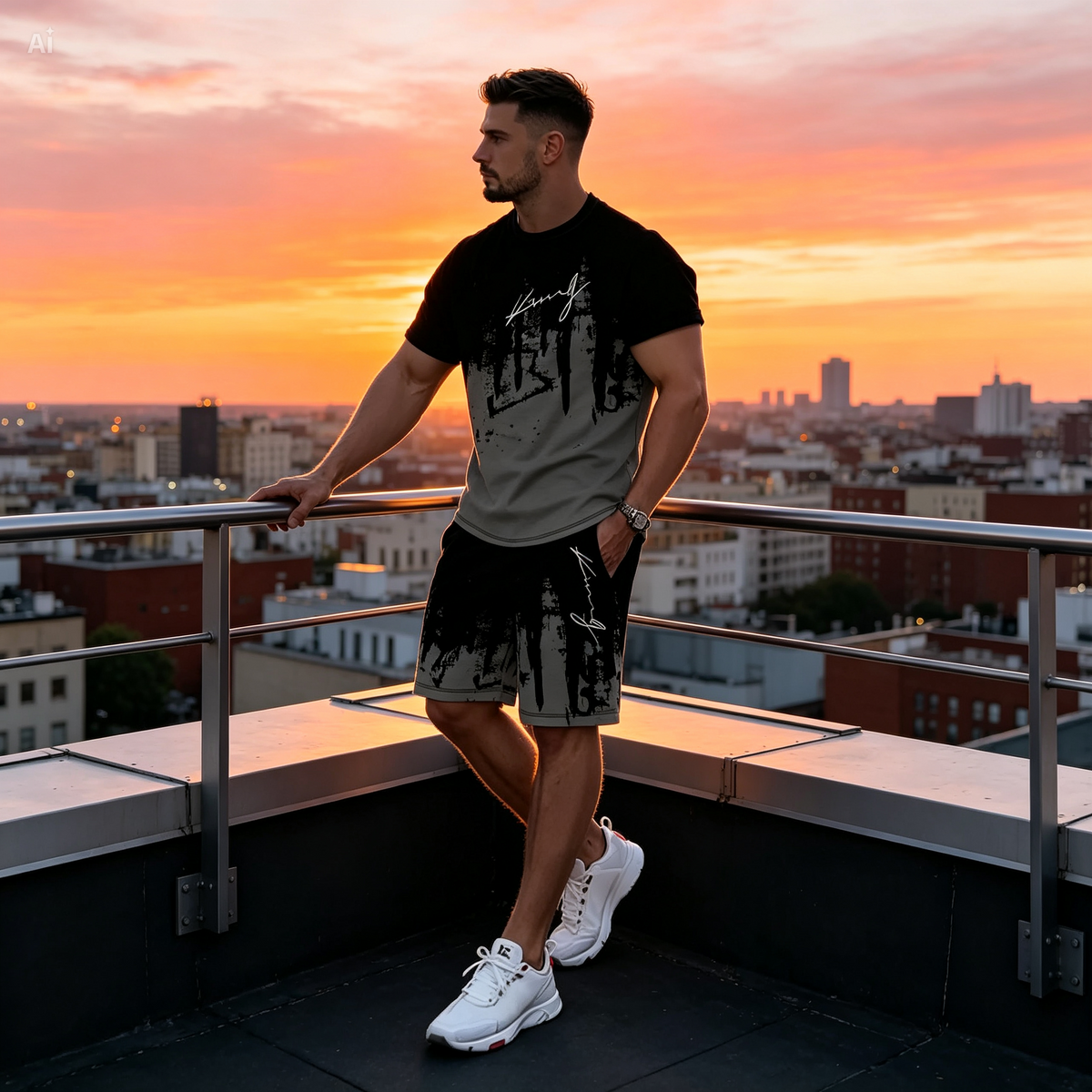 Icone™ ModernSet - Mænds Unikke Print Moderne Stil Matchende Sæt