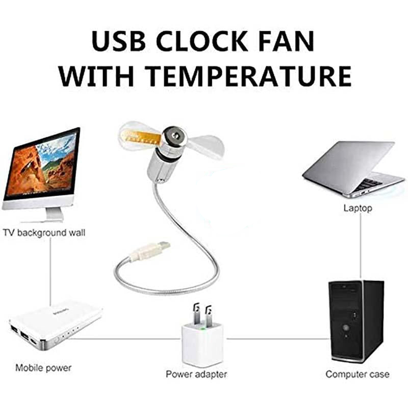Ledsen™ USBFan - 2-I-1 USB Blæser Med LED Ur Belysning