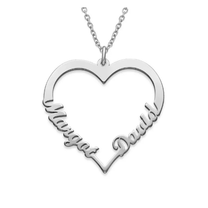 Jewelance™ CouplePendant: Tilpasset Navn Par Pendant Hjerte Halskæde