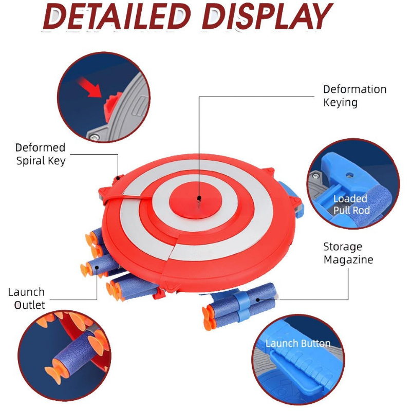 Kletshuts™ ShieldBlaster: Dart Skjold Launcher Hurtig Affyrings Håndledsmonteret Blaster Legetøj