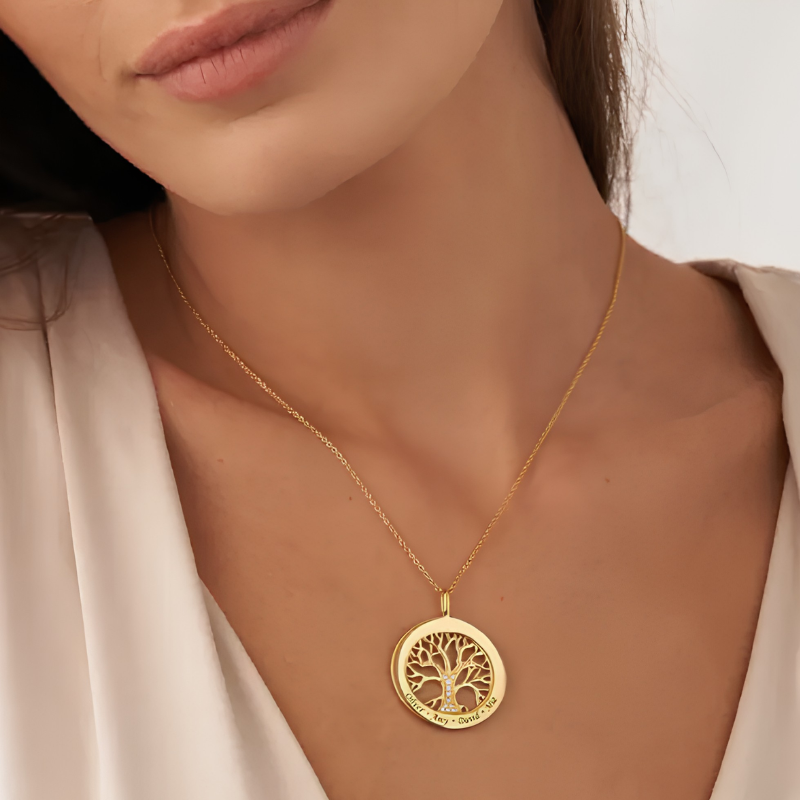 Jewelance™ FamilyPendant: Tilpasset Navn Gravert 4 Familie Medlemmer Vedhæng