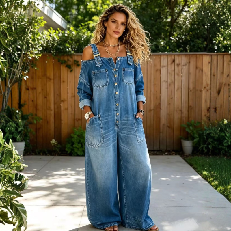 Icone™ DenimJumpsuit - Komfortabel Klassisk Løs Pasform Denim Jumpsuit