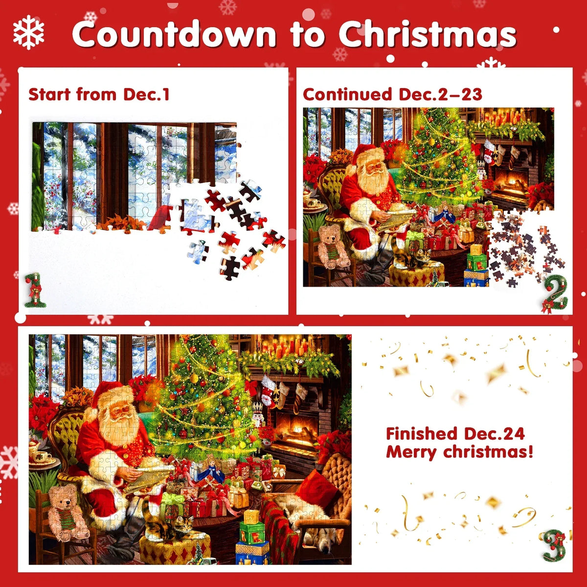 PuzzleAdvent - 24 Jigsaw Puzzle Advent Kalender (Tilfældigt Design)