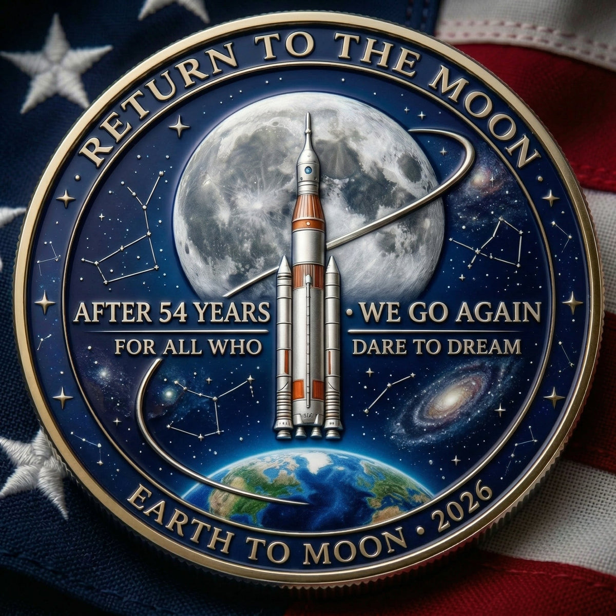 TributeCoin 1+2 GRATIS - Artemis II Månemission Hyldest Mønt