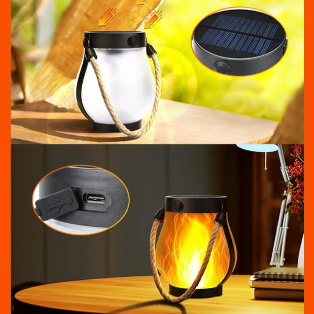 Ledsen™ SolarLantern: Solcelle-Drevet Led Flimren Flamme Stilfuld Solcelle Lanterne
