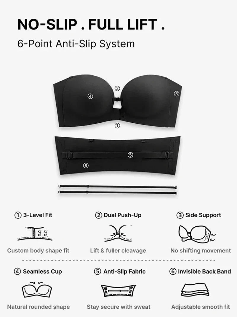 Icone™ ClassicBra - Klassisk Strapless Stil Med Frontlukning Push-Up BH