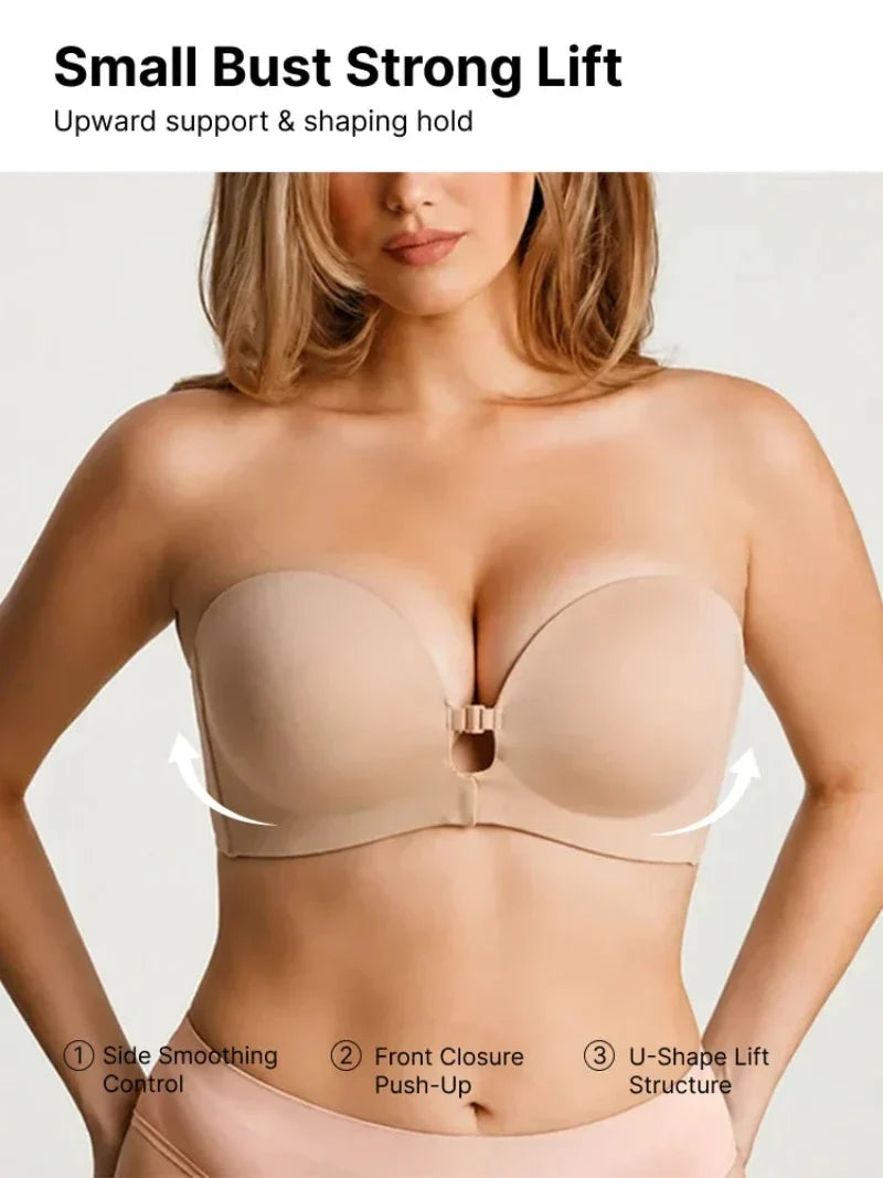 Icone™ ClassicBra - Klassisk Strapless Stil Med Frontlukning Push-Up BH