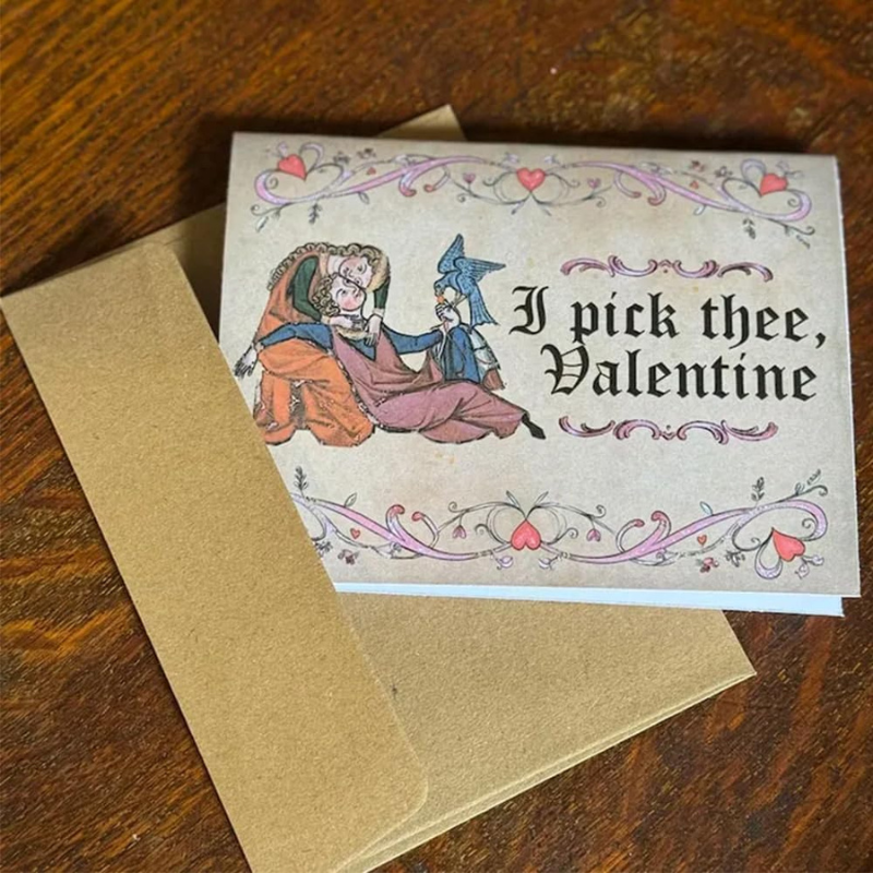 VintageCards 1+1 GRATIS: Middelaldersk Kærligheds-Tema Hilsen Vintage Kort