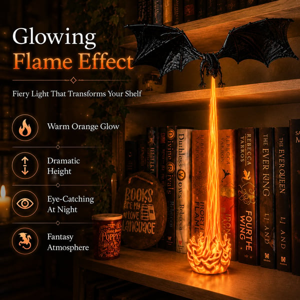 Ledsen™ DragonLamp: Belyst Drage Lampe Fantasy Bogreol Ambient Lys
