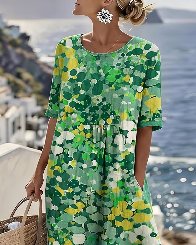 Icone™ PocketDress: Afslappet, Flagrende, Løs Kjole Med Print Og Lommer