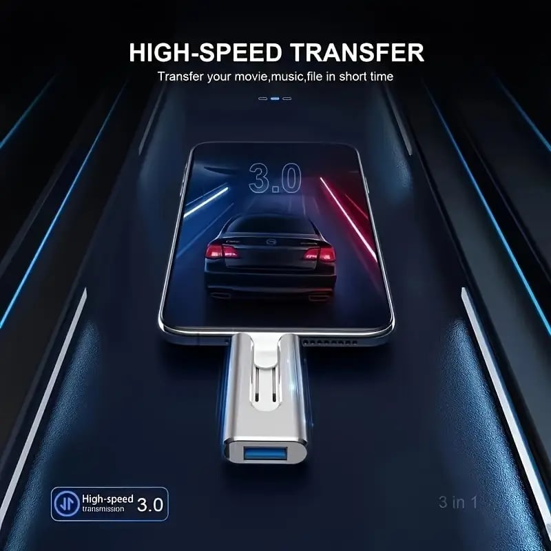 USBDrive - Kompakt Og Holdbar Multi‑Enhed 4‑I‑1 USB-Flashdrev