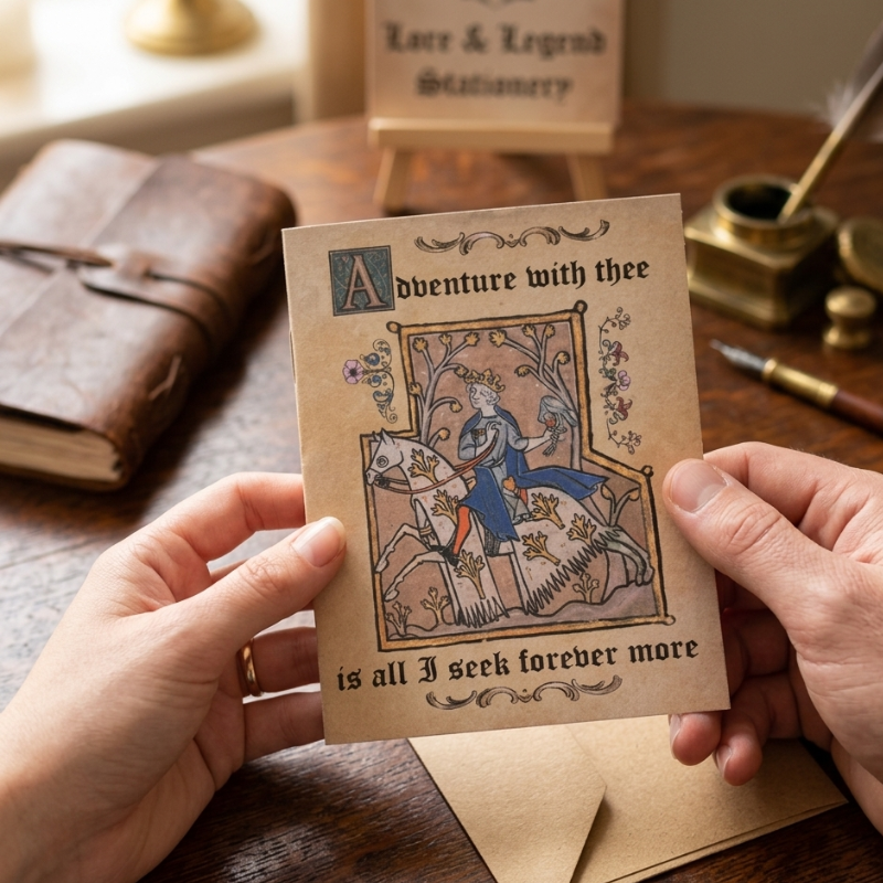 VintageCards 1+1 GRATIS: Middelaldersk Kærligheds-Tema Hilsen Vintage Kort