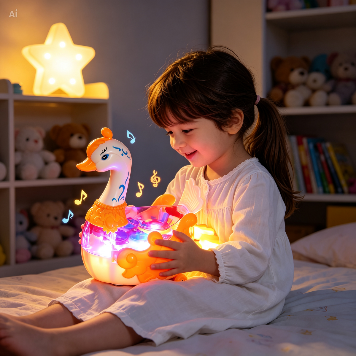 Kletshuts™ SwanToy - LED Gennemsigtig Gear Formgivning Svane Legetøj