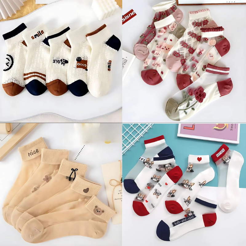 Happy™ MeshSocks: Åndbar Komfortabel Sjov Design Mesh Ankelsokker
