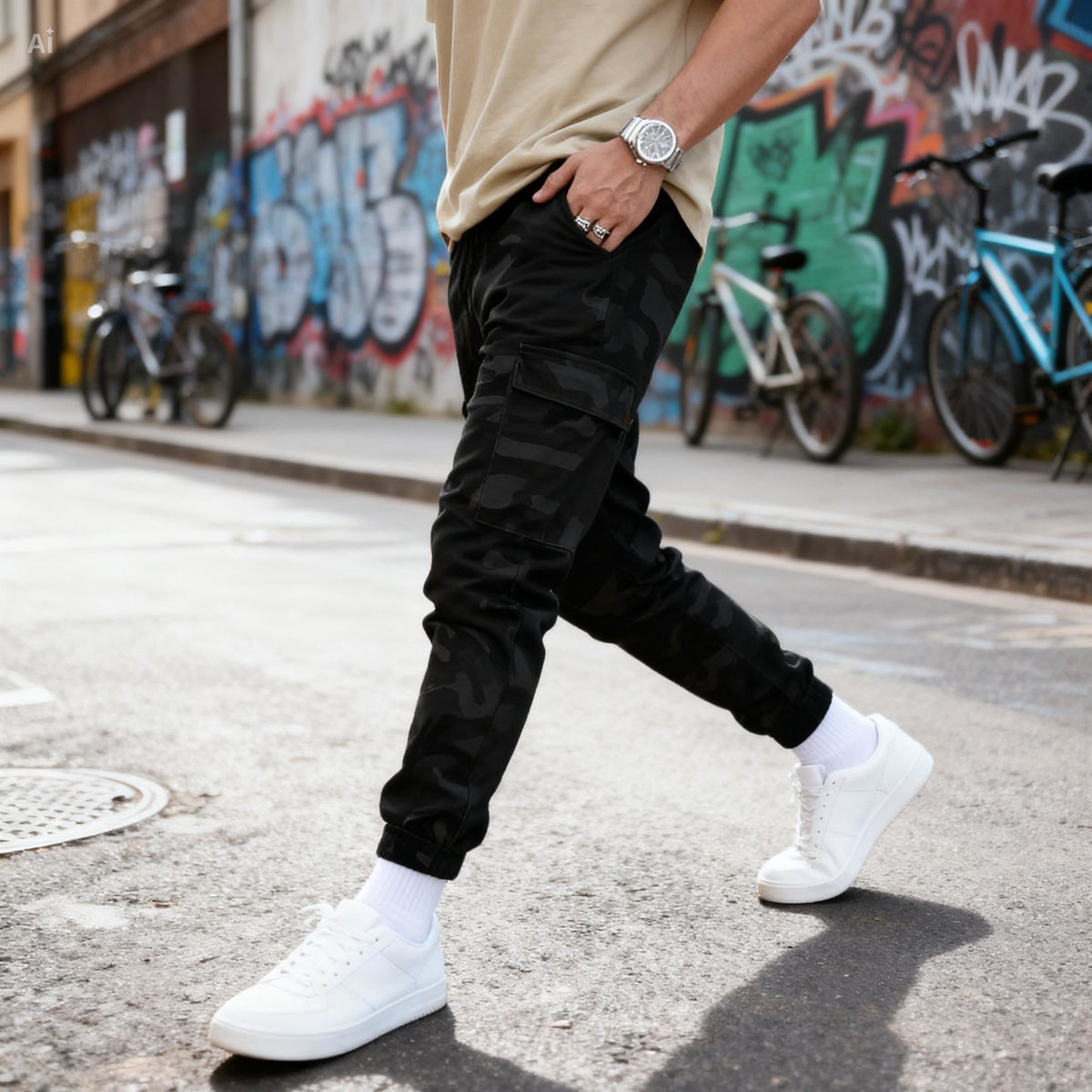 Icone™ CamouflagePants: Stilfulde Afslappet Multi-Lomme Camouflagebukser