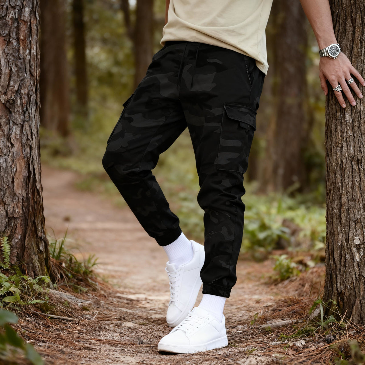 Icone™ CamouflagePants: Stilfulde Afslappet Multi-Lomme Camouflagebukser