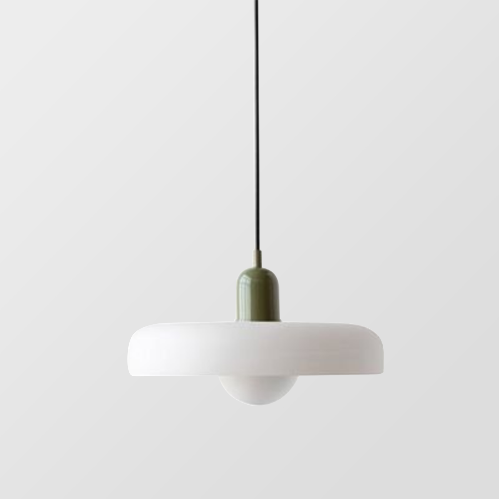 Bauhaus-pendel i farvet glas – design