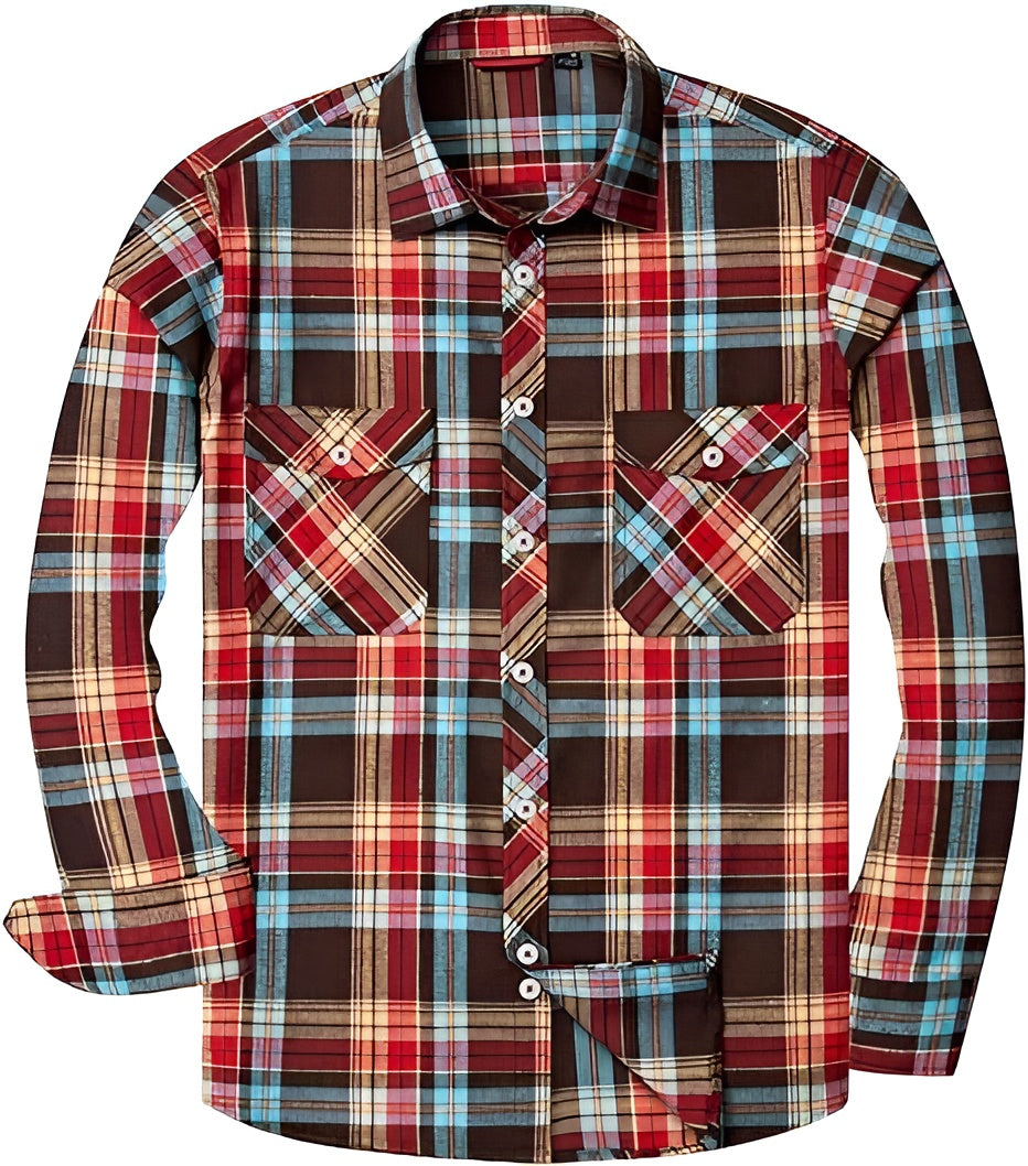 Icone™ CheckeredLongsleeves: Klassisk Afslappet Knap Ned Ternet Langærmet